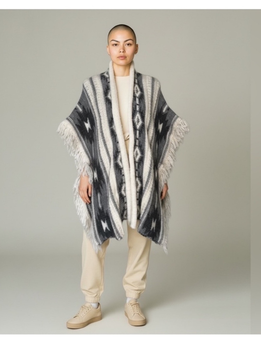 Anthropologie Elsamanda alpaca wool blend open front Navaho print cardigan small